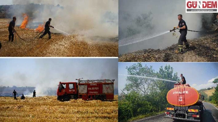 Tarım arazisinde çıkan yangın korkuttu