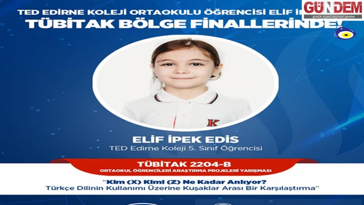 TED Edirne Koleji ortaokulu öğrencisinden TÜBİTAK başarısı
