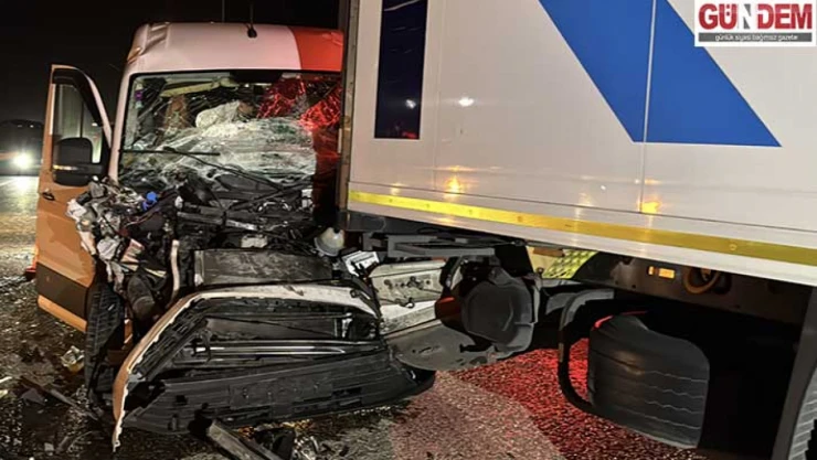 Tıra çarpan panelvanın sürücüsü yaralandı