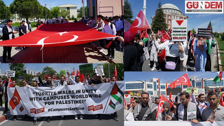 Üniversite öğrencileri İsrail'i protesto etmek için yürüdü