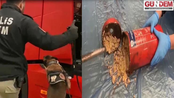 Yangın tüpü içerisine zulalandılar, dedektör köpeklerden kaçamadılar