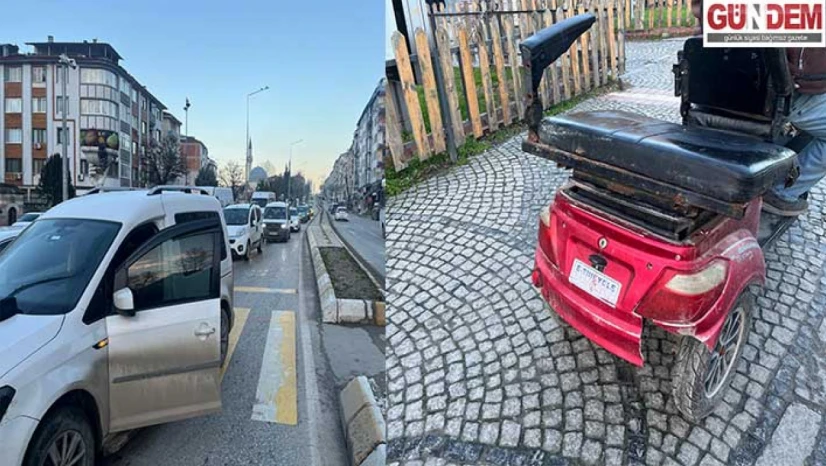 Ayşekadın'da otomobil ile elektrikli bisiklet çarpıştı