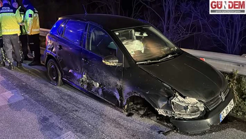 Otobanda ters yönde ilerleyen otomobilin bariyere çarptı