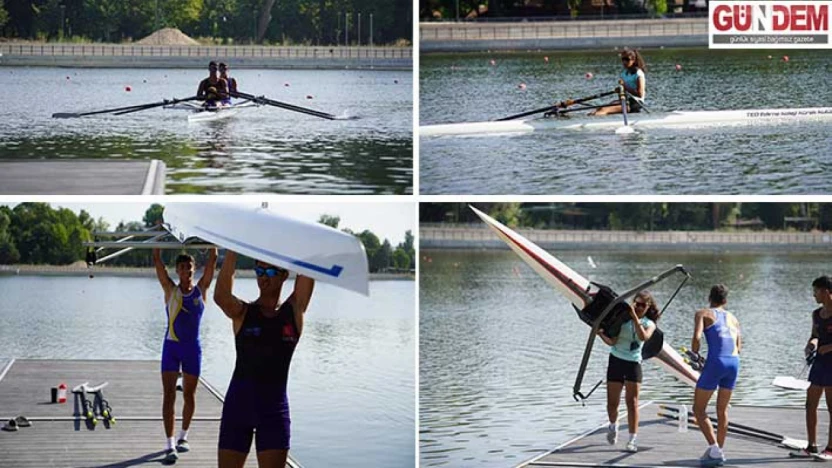 Gençler Türkiye Kürek Kupası'nda yarışacak sporcular, Meriç Nehri'nde antrenmanlarını sürdürüyor