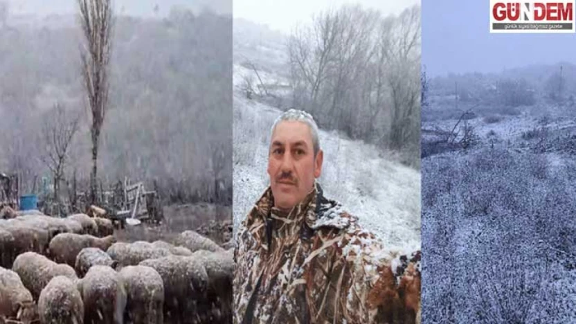 Hamzabeyli Köyü beyaza büründü: 2026'nın ilk karı