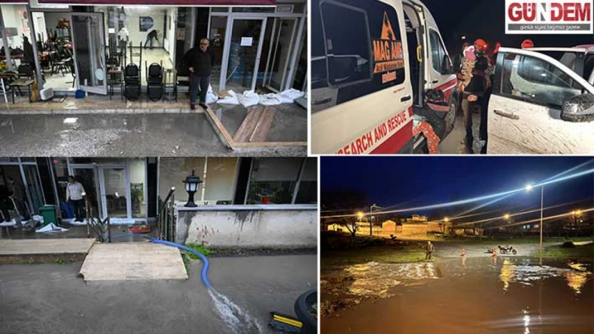 Sağanak sonucu bazı ev ve iş yerlerini su bastı, dereler taştı