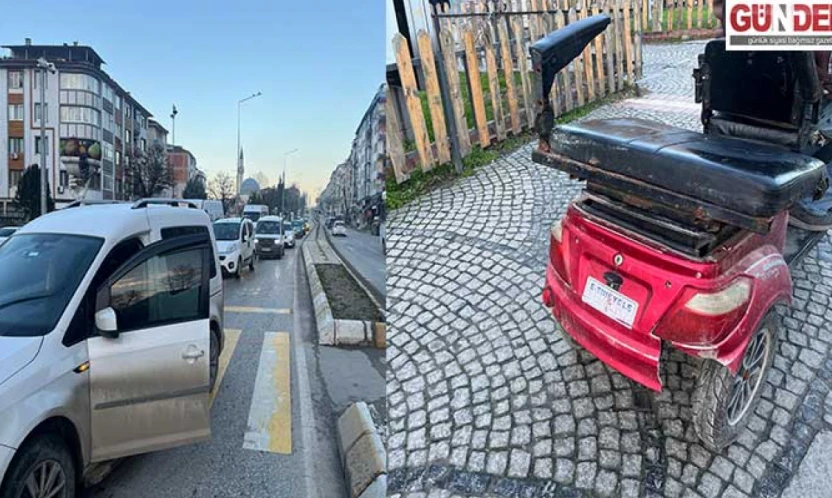 Ayşekadın'da otomobil ile elektrikli bisiklet çarpıştı