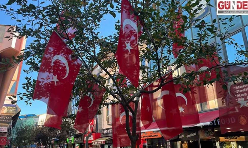 Bayraklı ağaç vatandaşların ilgi odağı oldu