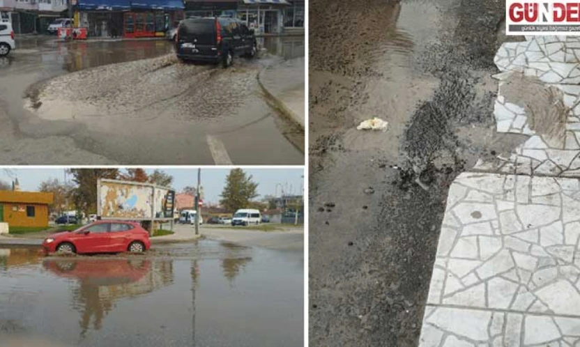 Bostanpazarı'nda yol göle döndü