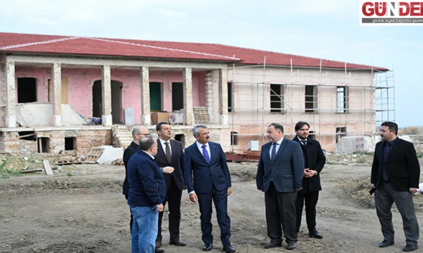 Edirne Valisi Sezer, Diyanet Akademisinde yapımı süren misafirhane ve yemekhanede inceleme yaptı