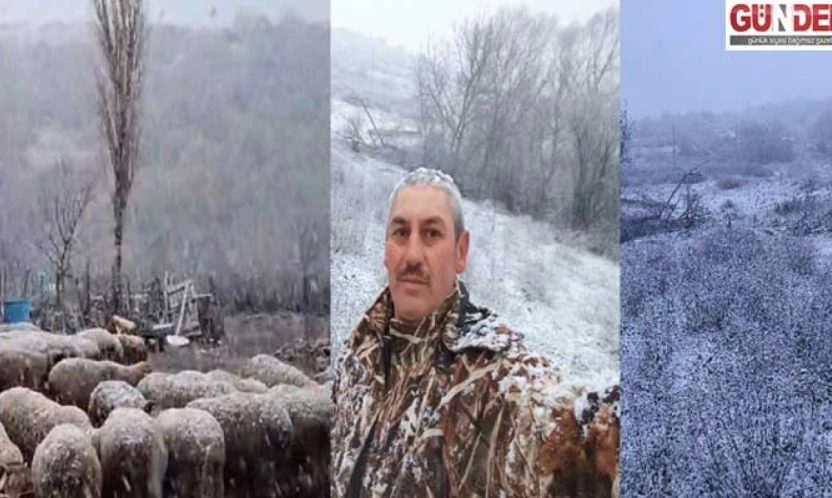 Hamzabeyli Köyü beyaza büründü: 2026'nın ilk karı