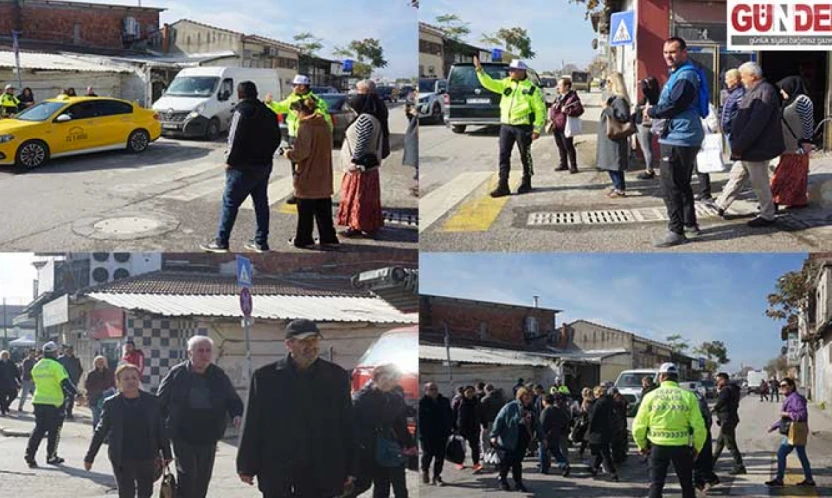 Polis ekiplerinden trafik ve yayalara önlem