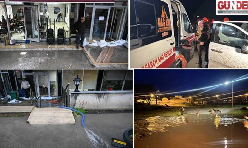 Sağanak sonucu bazı ev ve iş yerlerini su bastı, dereler taştı