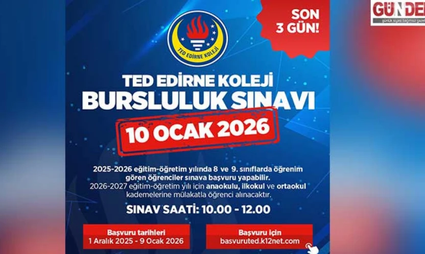 TED Edirne Koleji Bursluluk Sınavı İçin Geri Sayım Başladı